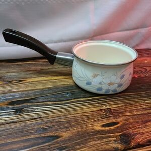 Vintage Dawn Water Colors Hearthside Enamelware 1 QT Floral Saucepan